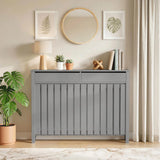 HOMCOM Modern Radiator Cover with Top Drawers and Vertical Slats, 93 x 119cm – Slimline Heater Cabinet, Grey