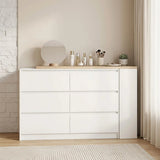 HOMCOM Vanity Dressing Table with 6 Drawers & 3-Tier Shelf – Flexible Straight or L-Shaped Layout Makeup Desk, White