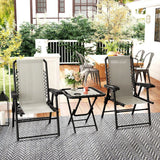 Outsunny Three-Piece Folding Garden Bistro Set with Two Armchairs and Mesh-Top Table – Patio Furniture, Cream White
