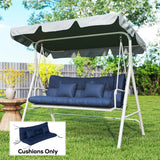 Outsunny 3 Seater Swing Seat and Back Cushion Set with 2 Pillows, Water Repellent, Dark Blue