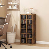 HOMCOM Set of 2 CD Media Storage Towers with Adjustable Shelves, Holds 204 CDs, Rustic Brown