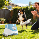 PawHut Automatic Dog Ball Launcher with 5 ETPU Balls, 6/10/14m Settings – Rechargeable Fetch Toy, Blue