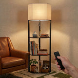 HOMCOM Corner Floor Lamp with Shelves and Lights
