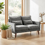 HOMCOM 2 Seater Sofa with Pocket Spring Cushions, Wide Deep Seat & Rubberwood Legs – Loveseat, Grey