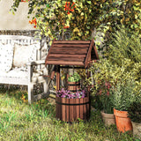 Outsunny Wood Wishing Well for Outside with Hanging Bucket