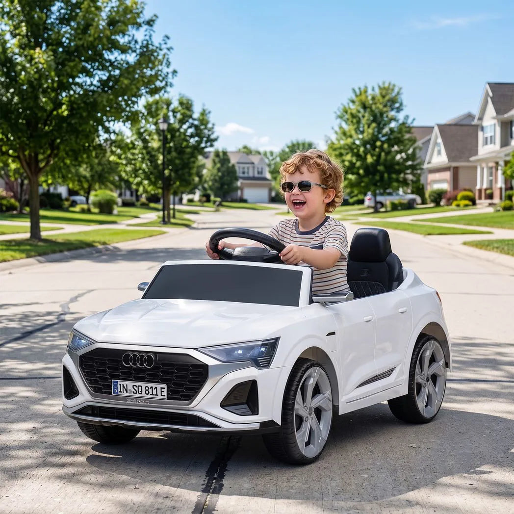 AIYAPLAY Licensed Audi Q8 e-tron Sportback 12V Kids Ride-On Car with Remote Control & Four-Wheel Suspension – White