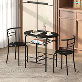 HOMCOM Three-Piece Compact Dining Set with Table and 2 Chairs – Space-Saving Kitchen Breakfast Bar Set, Black