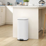 HOMCOM 30L Kitchen Pedal Bin with Soft-Close Lid – Compact Rubbish Bin with Removable Bucket, White