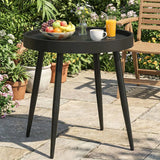 Outsunny 49.5 cm Round Garden Side Table with UV-Resistant Tray-Style Top and Metal Legs – Indoor Outdoor, Black