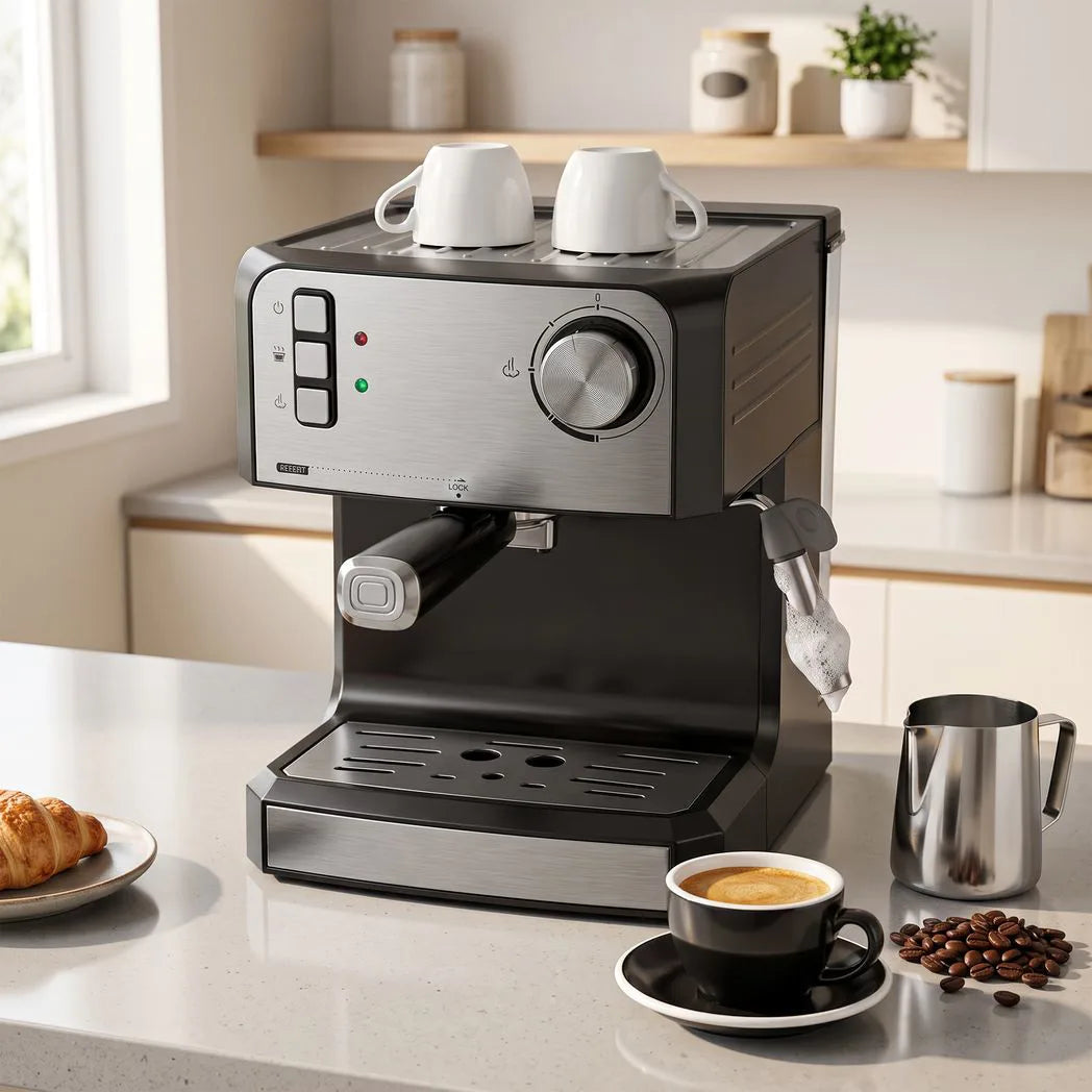 HOMCOM 20-Bar Semi-Automatic Espresso Machine with Frother Wand and 1.6 L Water Tank – Cappuccino Maker, Black