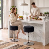 HOMCOM Adjustable Swivel Bar Stool with Velvet-Feel Padded Seat and Round Base – Kitchen Breakfast Stool, Black