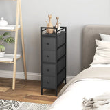 HOMCOM 4 Drawer Slim Fabric Chest of Drawers with Steel Frame – Narrow 20 cm Storage Cabinet for Small Spaces, Black