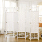 HOMCOM 6 Panel Folding Room Divider, Hand-Woven Paper Rope & Bamboo – Privacy Screen, White