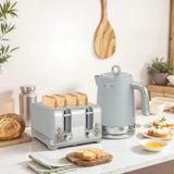 HOMCOM Textured Kettle and 4-Slice Toaster Set, 1.7L 3000W Rapid Boil Kettle – Kitchen Set, Grey