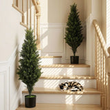 HOMCOM Set of 2 Artificial Cypress Topiary Trees in Weighted Pots, 90 cm, 564 Leaves