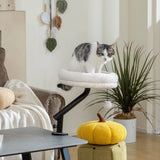 PawHut Cat Desk Bed with 360° Rotation – Adjustable Cat Hammock for Window, Table and Desk, Cream White