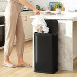 HOMCOM 45L Automatic Kitchen Sensor Bin with Infrared Touch-Free Lid and Removable Bucket, Black
