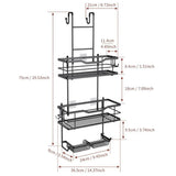 3 Tier Screen Shower Caddy Bathroom Storage Organiser Hanging Tidy Rack Basket-Black