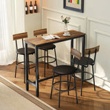 HOMCOM Rectangular Bar Table with Wood-Effect Top and Steel Frame – Pub, Kitchen Breakfast Table, Rustic Brown