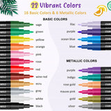 CGBOOM 22 Colour Acrylic Paint Markers with 0.7mm Extra-Fine Tips – Permanent Pens for Rock Painting, Wood & Glass