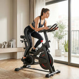 SPORTNOW Exercise Bike with Smart App, 0-100% Magnetic Resistance & Adjustable Seat – Indoor Stationary Bike