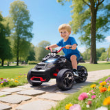 AIYAPLAY 12V Kids Electric Ride-On Quad Bike with MP3 Player, Horn and LED Lights – Reverse Trike for Ages 3-8, Black