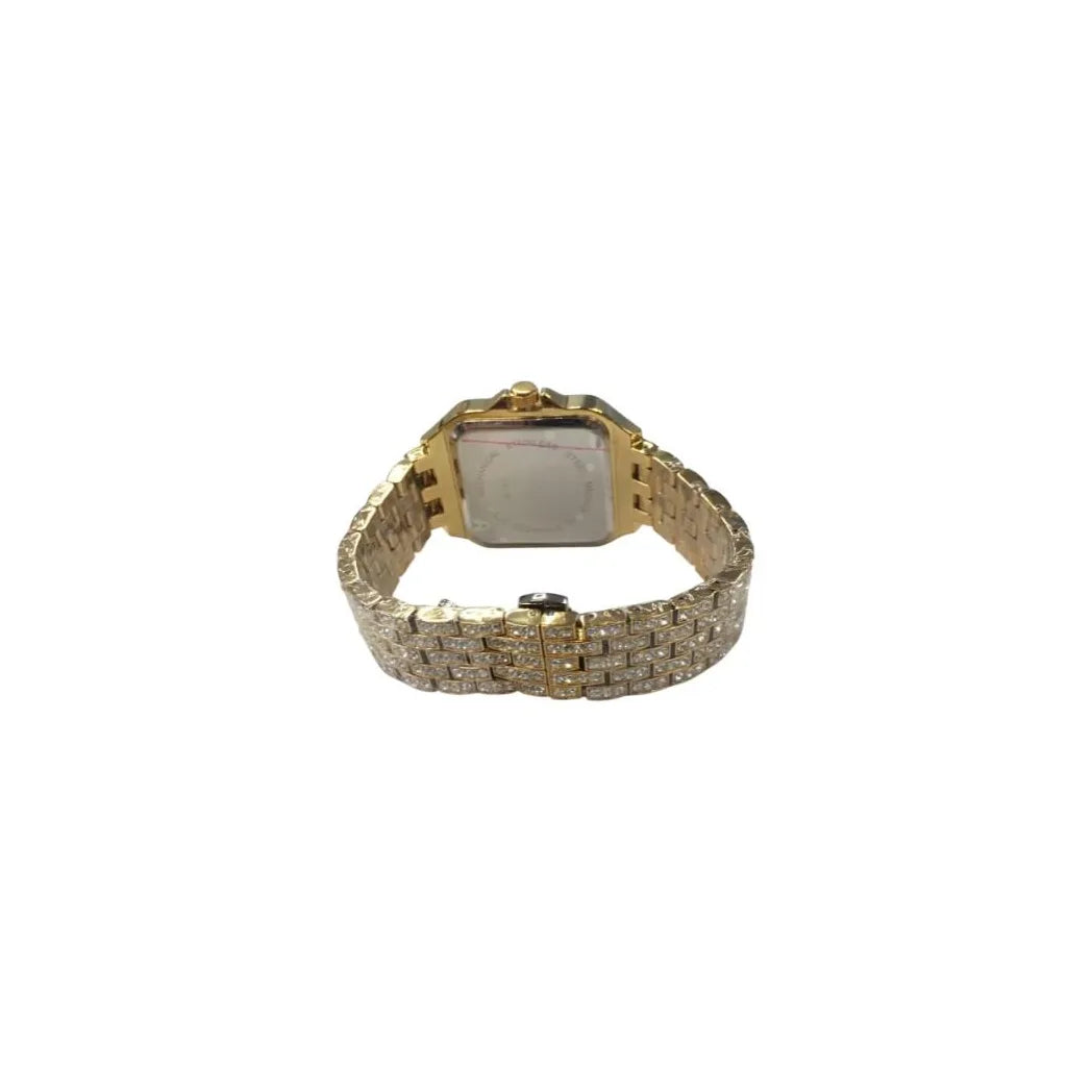 NY London Men's Bling Watch – Square Gold Dial, Gold Bracelet, Date Display