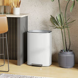 HOMCOM 50L Stainless Steel Pedal Bin with Soft-Close Lid and Removable Inner Bucket – Kitchen Bin, Cream