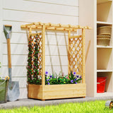 Outsunny Wooden Garden Planter with Trellis, Hanging Roof and Drainage Holes – Raised Bed, 110 cm, Natural