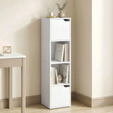 HOMCOM Narrow 4-Tier Bookcase with Doors and Open Shelves, 30cm Slim Storage Cabinet – Living Room, White