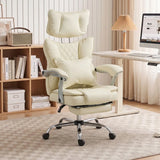 HOMCOM Executive Big and Tall Office Chair, 180kg Capacity, Reclining PU Leather with Footrest, Beige