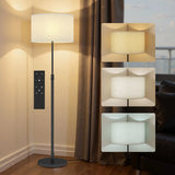 HOMCOM Floor Lamp with Remote, Height Adjustable Standing Lamp with Linen Shade