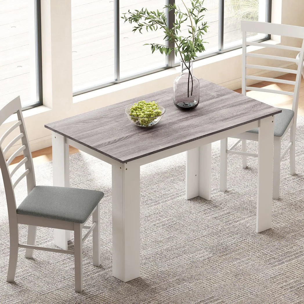 HOMCOM Dining Table for 4–6 People with Wood Effect Melamine Top and Triangular Legs – Kitchen Table, Grey