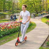 HOMCOM One-Click Folding Kick Scooter with Adjustable Handlebar, Dual Brakes & Kickstand – Push Scooter for Ages 14+, Red