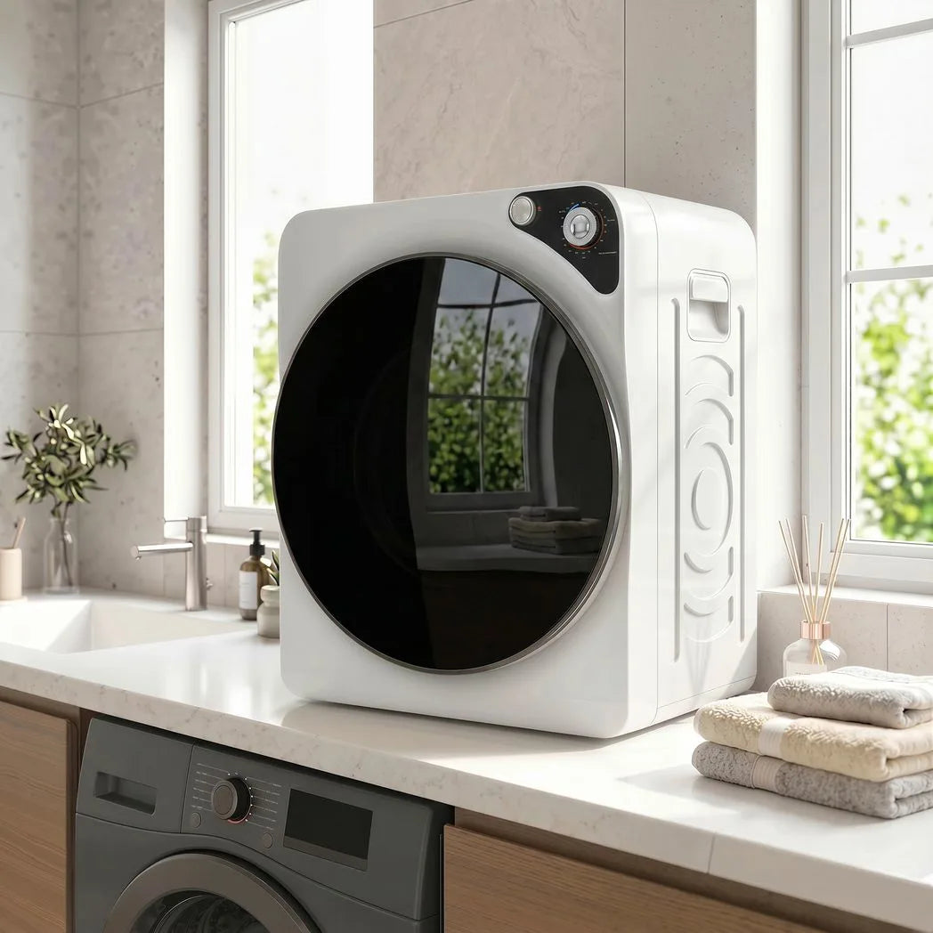 HOMCOM 5kg Vented Tumble Dryer, 1000W Compact Stackable Dryer with 5 Drying Modes and Stainless Steel Tub, White