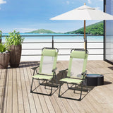 Outsunny Set of 2 Folding Garden Chairs with 5-Position Reclining High Back and Headrests – Texteline Seat