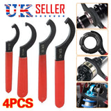4-Piece Coilover Wrench Set – C-Shape Steel Hook Spanners with Soft Rubber Handles for Shock Absorbers