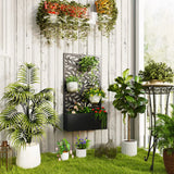 Outsunny Outdoor Metal Planter, with Back Trellis – Black