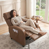 HOMCOM Massage Recliner Armchair in Faux Leather with Adjustable Leg Rest and Side Pocket – Dark Brown