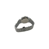 NY London Men's Crystal Bling Watch, Square Silver Dial, Date, Silver Metal Bracelet