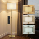 HOMCOM Floor Lamp with Remote, Height Adjustable Standing Lamp with Linen Shade