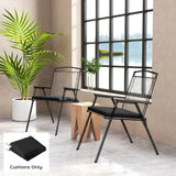 Outsunny Outdoor Seat Cushions, Set of 2 – 50 x 50 cm Water-Resistant Garden Seat Pads with Ties, 7 cm Thick, Black