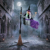 HOMCOM 200cm Life Size Animated Flying Witch Halloween Decorations Outdoor Indoor