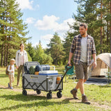 Outsunny 60L Foldable Festival Trolley with Drop-Down Tailgate – Collapsible Camping Wagon Cart, Grey