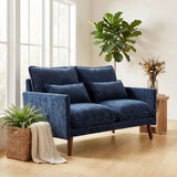 HOMCOM 2 Seater Loveseat Sofa with Pocket Spring Cushions, Wide Deep Seat & Rubberwood Legs – Velvet-Feel, Blue