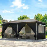 Outsunny 3 x 6m Pop Up Gazebo with 6 Sidewalls and Wheeled Bag, UPF 50, Black