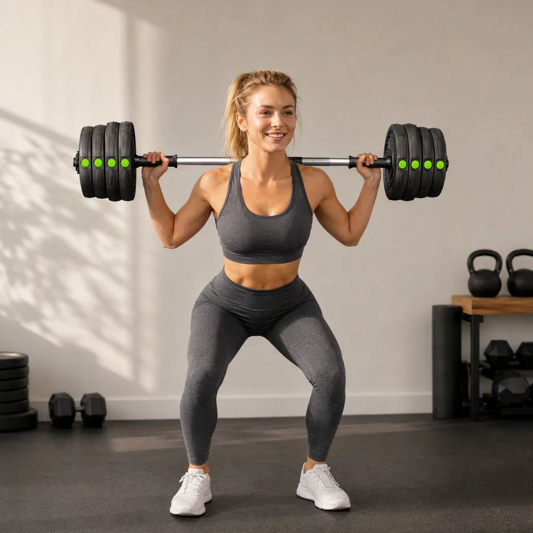 SPORTNOW 30kg Adjustable Barbell & Dumbbells Set – 2-in-1 Home Gym Free Weights, Black and Green