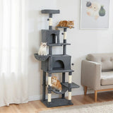 PawHut 202cm Large Cat Tree with 6 Scratching Posts, 2 Hammocks, 2 Condos – Indoor Cat Tower