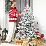 HOMCOM 5ft Snow Flocked Artificial Christmas Tree with 936 Branch Tips – Realistic Foldable Decoration