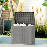 Outsunny 73L Plastic Garden Storage Box with Handles and Padlock Loop – Waterproof Outdoor Container, Khaki